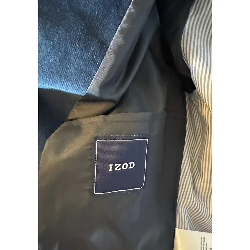 IZOD Boys Blazer Sport Coat Navy Blue Corduroy Lined 2-Button Size 16